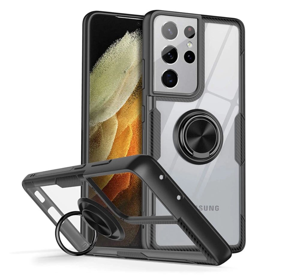 Чохол Primolux Ring Magnetic Stand для Samsung Galaxy S21 Ultra (SM-G998/G9980) - Black від компанії Інтернет-магазин "FotoUSB" - фото 1