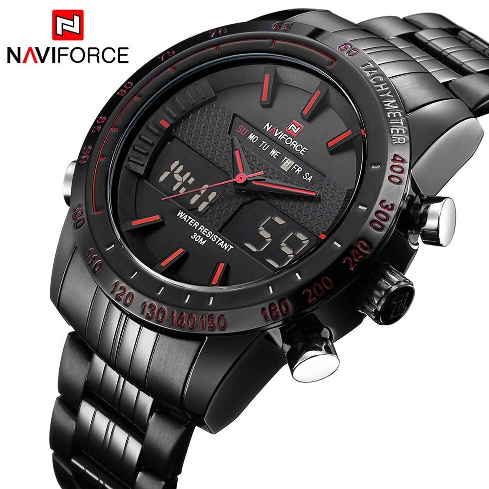 Чоловічі наручні кварцові електронний годинник Naviforce NF9024-BBR від компанії Інтернет-магазин "FotoUSB" - фото 1