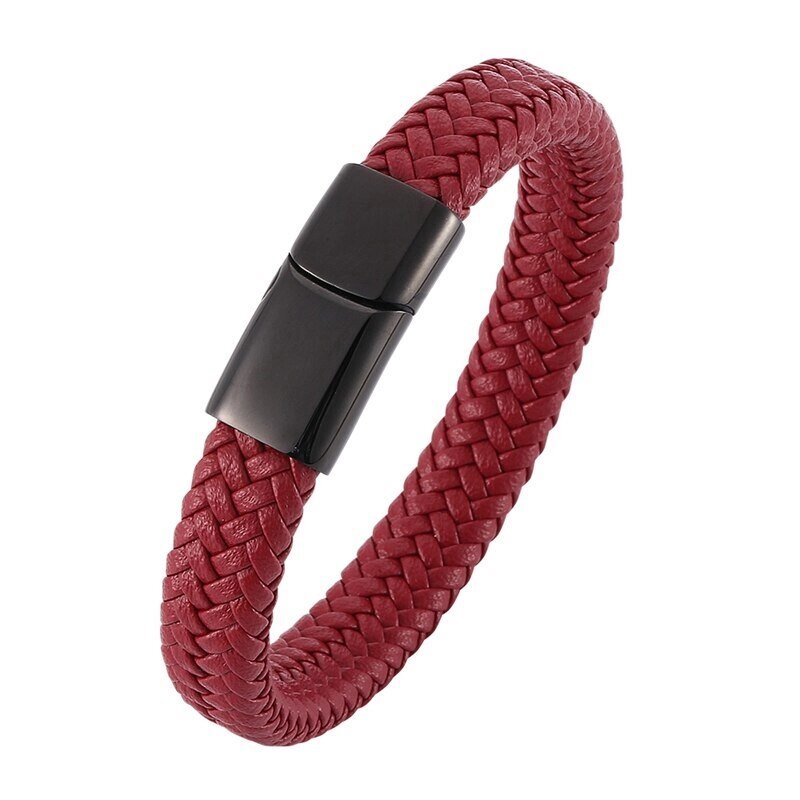 Чоловічий шкіряний браслет Primo Rock Lux 20.5 Red від компанії Інтернет-магазин "FotoUSB" - фото 1