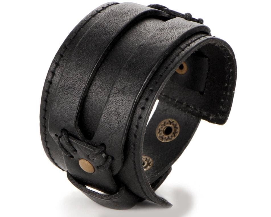 Чоловік шкіряний браслет напульсник Primo Manjet - Black від компанії Інтернет-магазин "FotoUSB" - фото 1