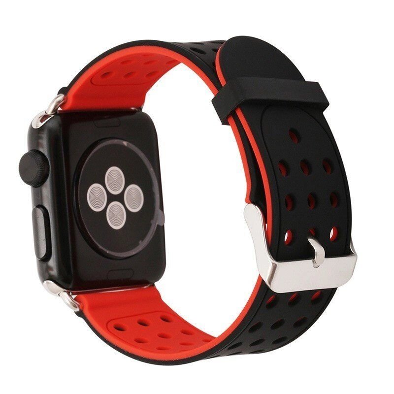 Двосторонній ремінець з перфорацією Primo для Apple Watch 38mm / 40mm / 41mm - Black & Red від компанії Інтернет-магазин "FotoUSB" - фото 1