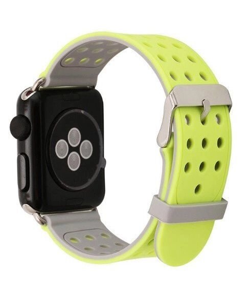 Двосторонній ремінець з перфорацією Primo для Apple Watch 38mm / 40mm / 41mm - Grey&Yellow від компанії Інтернет-магазин "FotoUSB" - фото 1