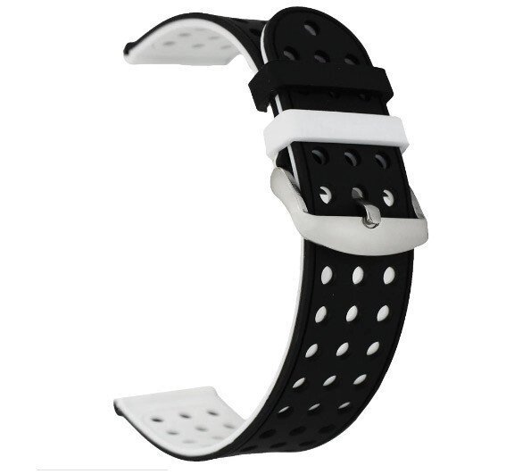Двосторонній ремінець з перфорацією Primo для годин Huawei Watch GT 2 / GT Active 46mm Black & White від компанії Інтернет-магазин "FotoUSB" - фото 1