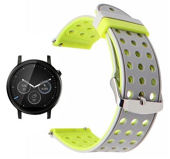 Двосторонній ремінець з перфорацією Primo для годин Motorola Moto 360 2nd gen (42 mm) Grey & Yellow від компанії Інтернет-магазин "FotoUSB" - фото 1