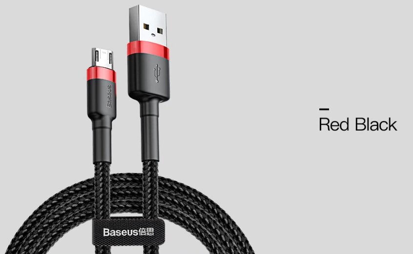 Двосторонній реверсивний microUSB кабель Baseus Cafule Cable 2m - Black / Red від компанії Інтернет-магазин "FotoUSB" - фото 1