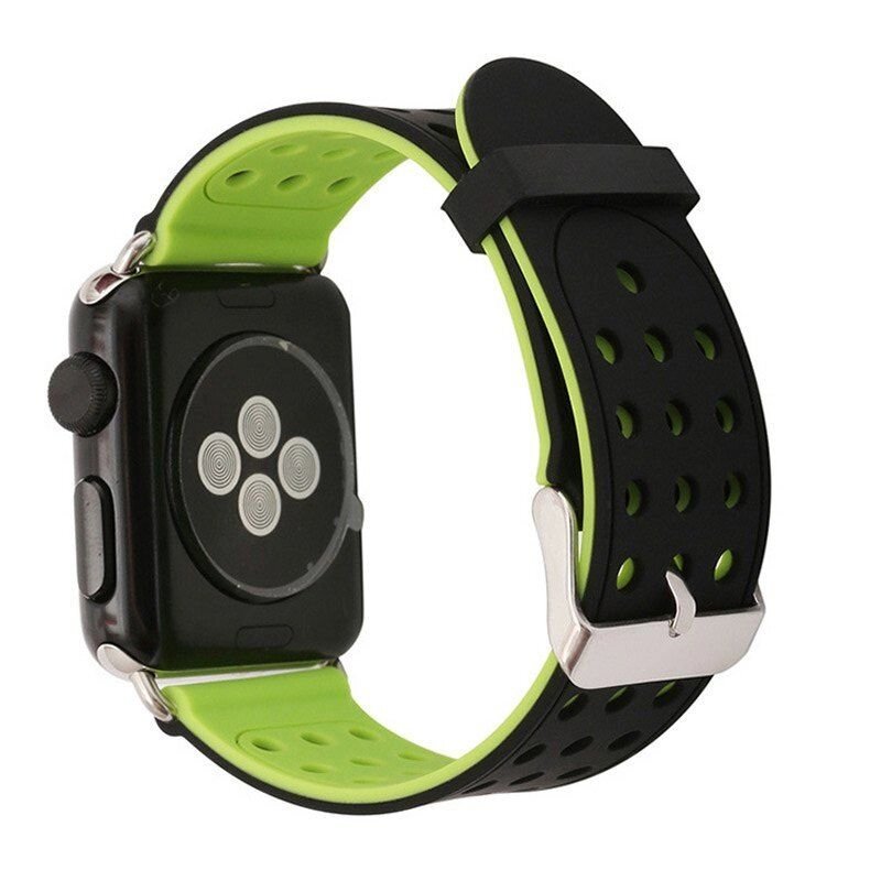 Двухсторонний ремешок с перфорацией Primo для Apple Watch 38mm / 40mm / 41mm - Black&Green від компанії Інтернет-магазин "FotoUSB" - фото 1