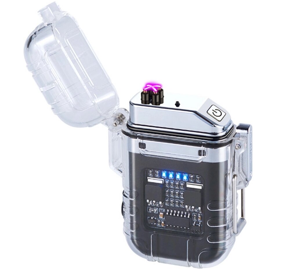 Електроімпульсна запальничка Explorer F38, дві дуги, з ліхтариком - Black від компанії Інтернет-магазин "FotoUSB" - фото 1