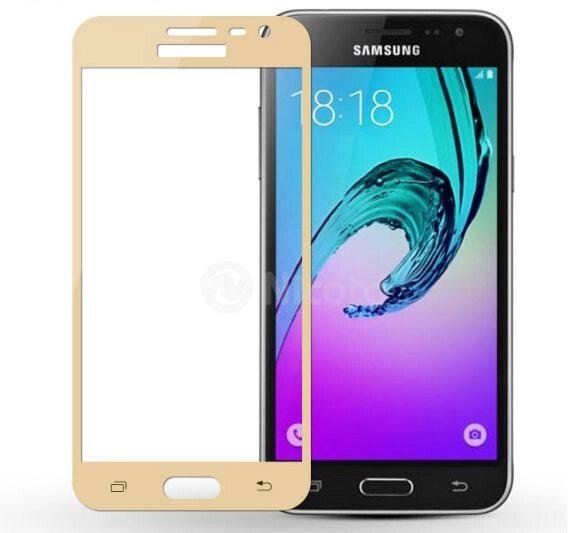Full Cover защитное стекло для Samsung Galaxy J3 2016 (J320 / J3109) - Gold ##от компании## Интернет-магазин "FotoUSB" - ##фото## 1