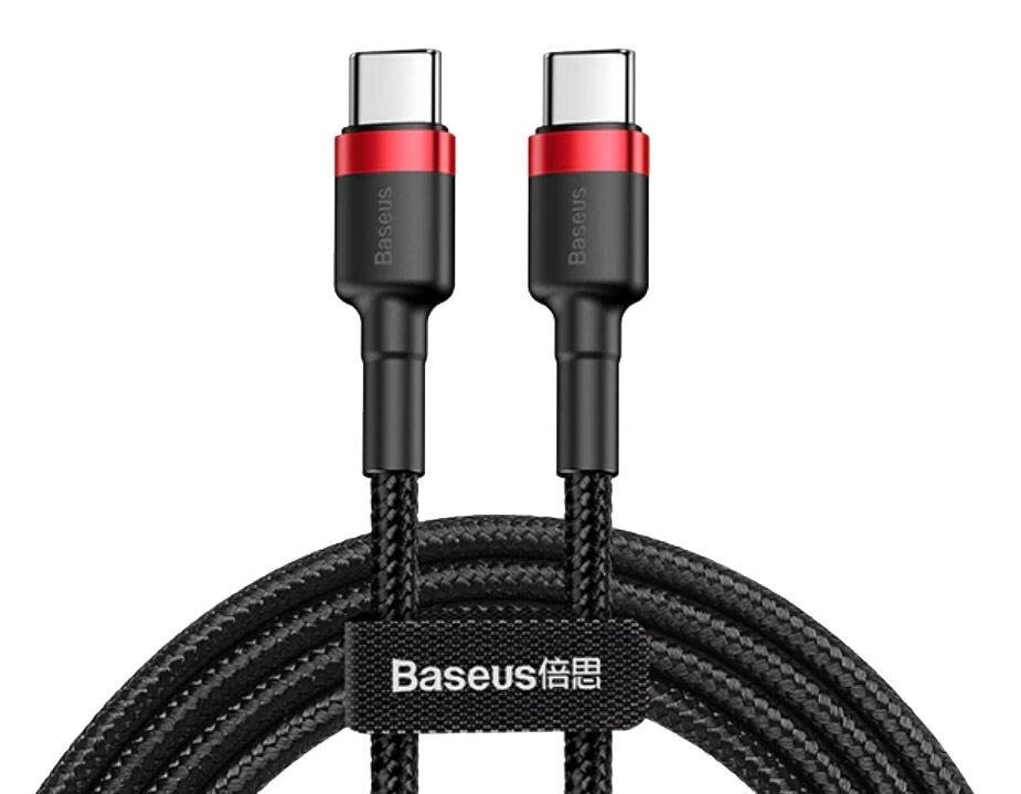 Кабель Baseus Cafule Type-C to Type-C 60W PD Quick charge 2m (CATKLF-J91) - Black Red від компанії Інтернет-магазин "FotoUSB" - фото 1