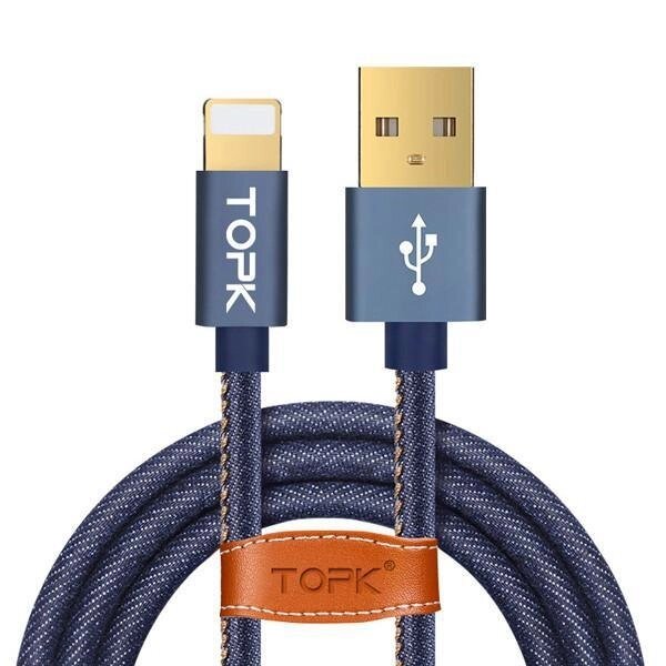 Кабель TOPK US240 USB Lightning 1.2m - Denim Blue від компанії Інтернет-магазин "FotoUSB" - фото 1