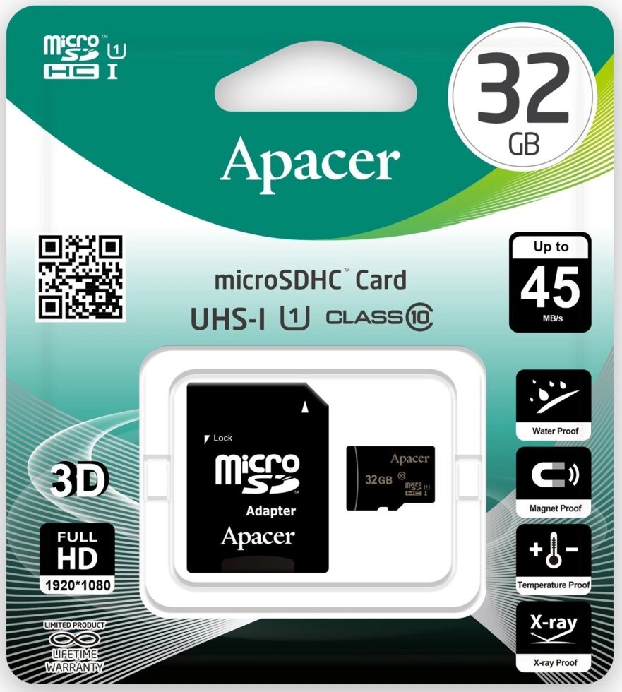 Карта пам'яті 32 Gb microSD Apacer 32Gb UHS-I Class 10 (AP32GMCSH10U1-R) від компанії Інтернет-магазин "FotoUSB" - фото 1