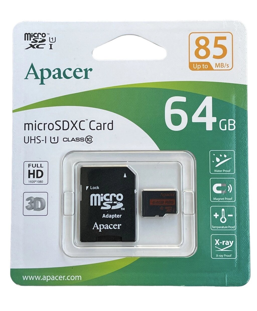 Карта пам'яті microSD Apacer 64Gb UHS-I Class 10 (AP64GMCSX10U5-R) від компанії Інтернет-магазин "FotoUSB" - фото 1