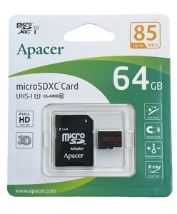 Карта пам'яті microsd apacer 64gb UHS-I class 10 (AP64GMCSX10U5-R)