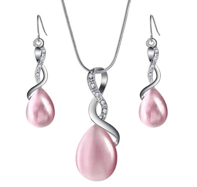 Комплект біжутерії сережки з підвіскою Primo Opal - Pink від компанії Інтернет-магазин "FotoUSB" - фото 1
