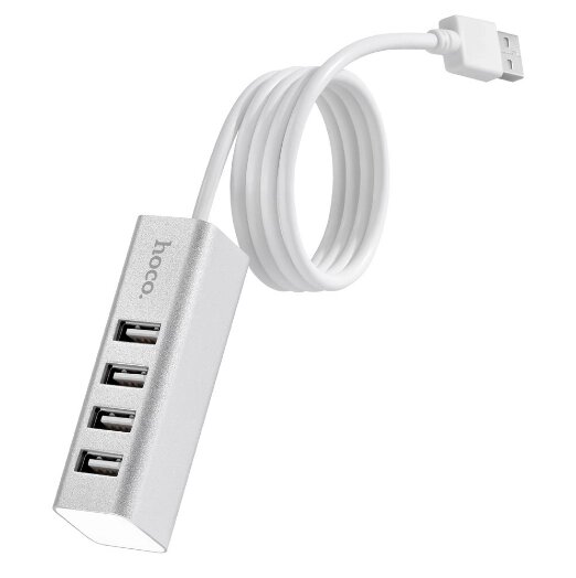 Концентратор USB Hub Hoco HB1 на 4 USB порту - Silver від компанії Інтернет-магазин "FotoUSB" - фото 1