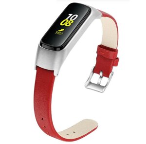 Шкіряний ремінець Primo для фітнес браслета Samsung Galaxy Fit E (SM-R375) - Red & Silver