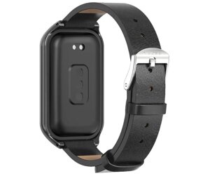 Шкіряний ремінець Primo Mijobs для фітнес браслета Xiaomi Mi Smart Band 8 Active - Black