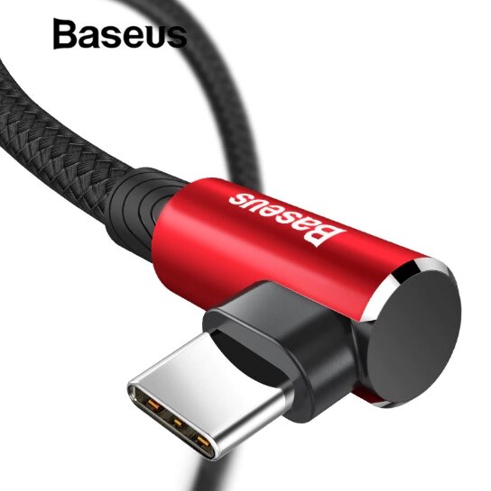 Кутовий Lightning кабель Baseus Elbow Type Cable 1m - Black / Red від компанії Інтернет-магазин "FotoUSB" - фото 1