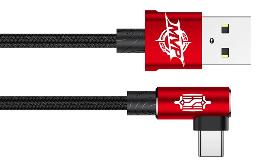 Кутовий Type-C кабель Baseus Elbow Type Cable 2m - Black / Red від компанії Інтернет-магазин "FotoUSB" - фото 1
