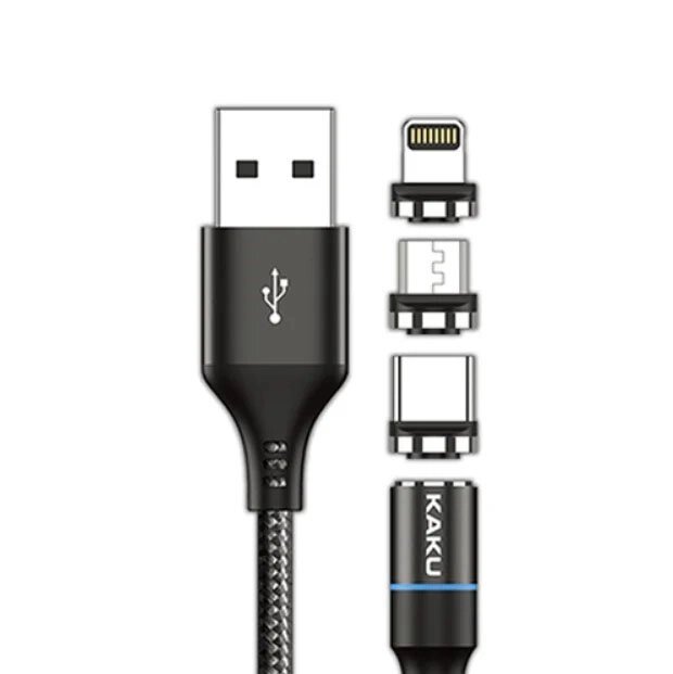 Магнітний кабель 3 в 1 Kaku KSC-234 USB Type-C / Lightning / MicroUSB 1m - Black від компанії Інтернет-магазин "FotoUSB" - фото 1