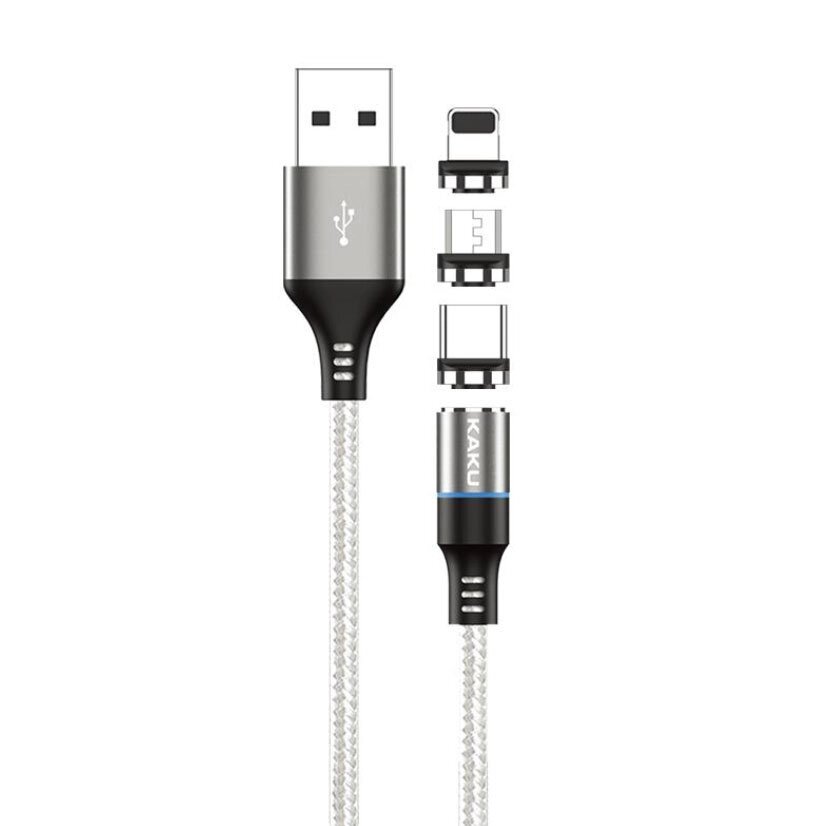 Магнітний кабель 3 в 1 Kaku KSC-234 USB Type-C / Lightning / MicroUSB 1m - Silver від компанії Інтернет-магазин "FotoUSB" - фото 1