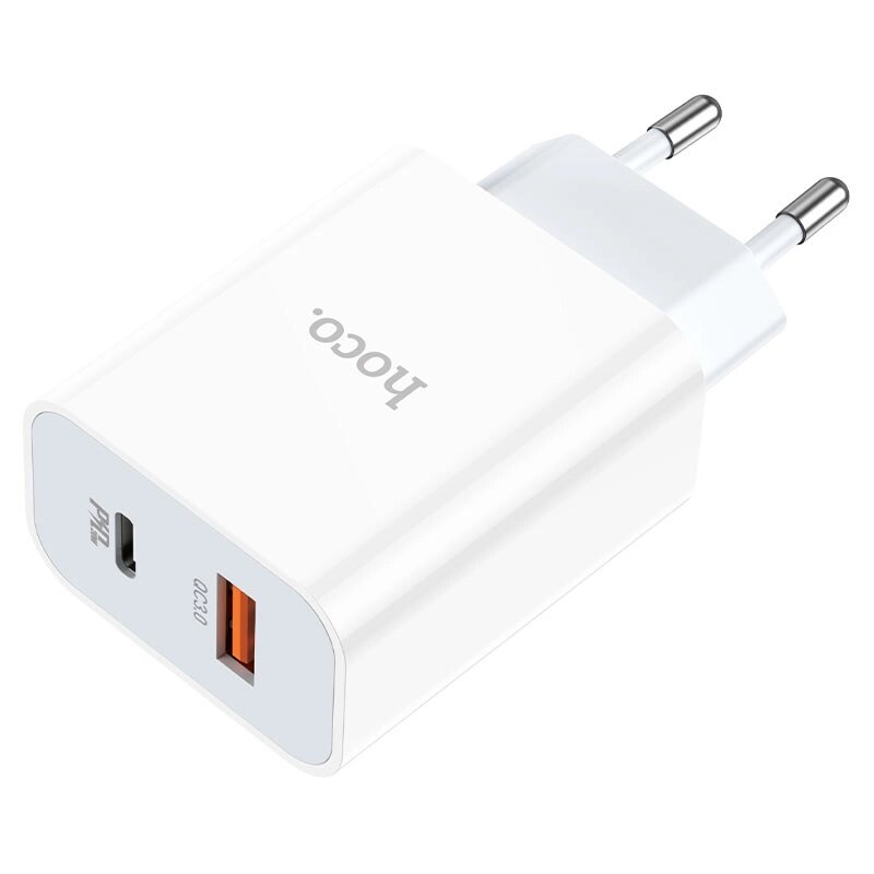 Мережевий зарядний пристрій Hoco C97A PD 20W Type-C / USB QC3.0 3A - White від компанії Інтернет-магазин "FotoUSB" - фото 1