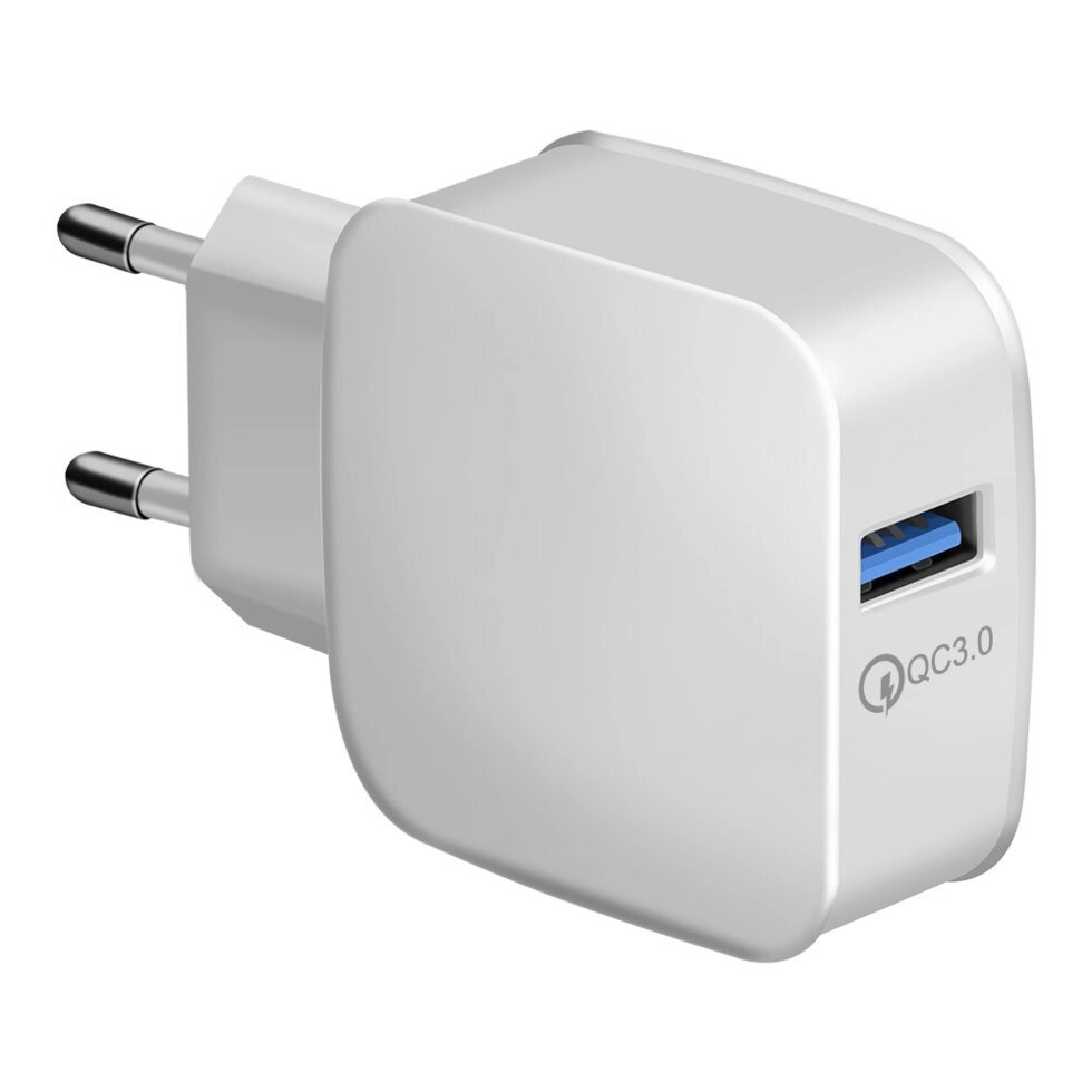 Мережевий зарядний пристрій QC-008 Qualcomm Quick Charge 3.0 1USB - White від компанії Інтернет-магазин "FotoUSB" - фото 1