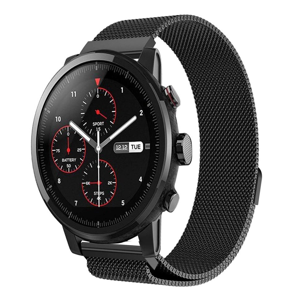 Міланський сітчастий ремінець Primo для годинника Xiaomi Huami Amazfit SportWatch 2 / Amazfit Stratos Black від компанії Інтернет-магазин "FotoUSB" - фото 1