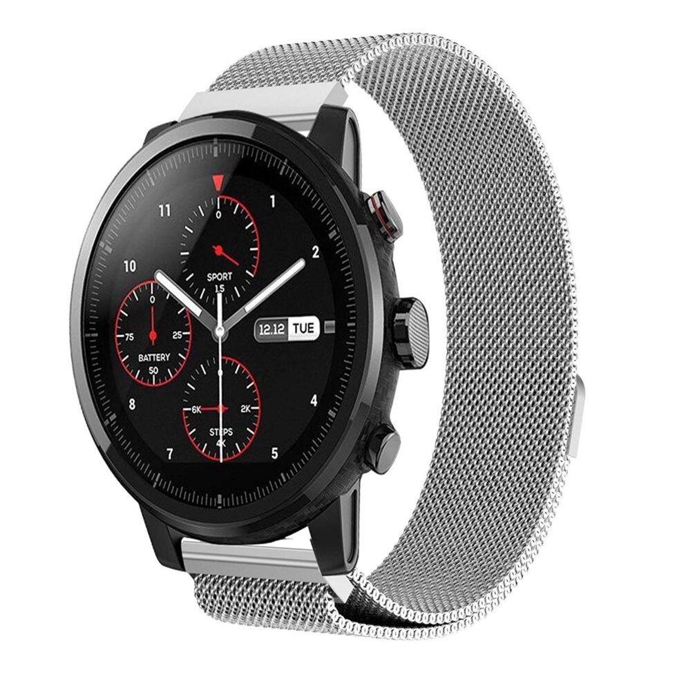 Міланський сітчастий ремінець Primo для годинника Xiaomi Huami Amazfit SportWatch 2 / Amazfit Stratos Silver від компанії Інтернет-магазин "FotoUSB" - фото 1