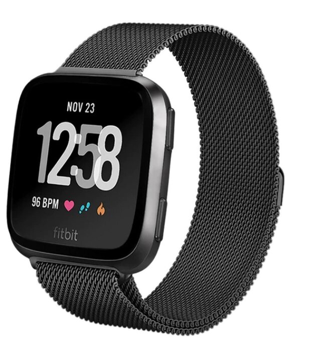 Міланський сітчастий ремінець Primolux для годин Fitbit Versa / Versa 2 / Versa Lite - Black від компанії Інтернет-магазин "FotoUSB" - фото 1