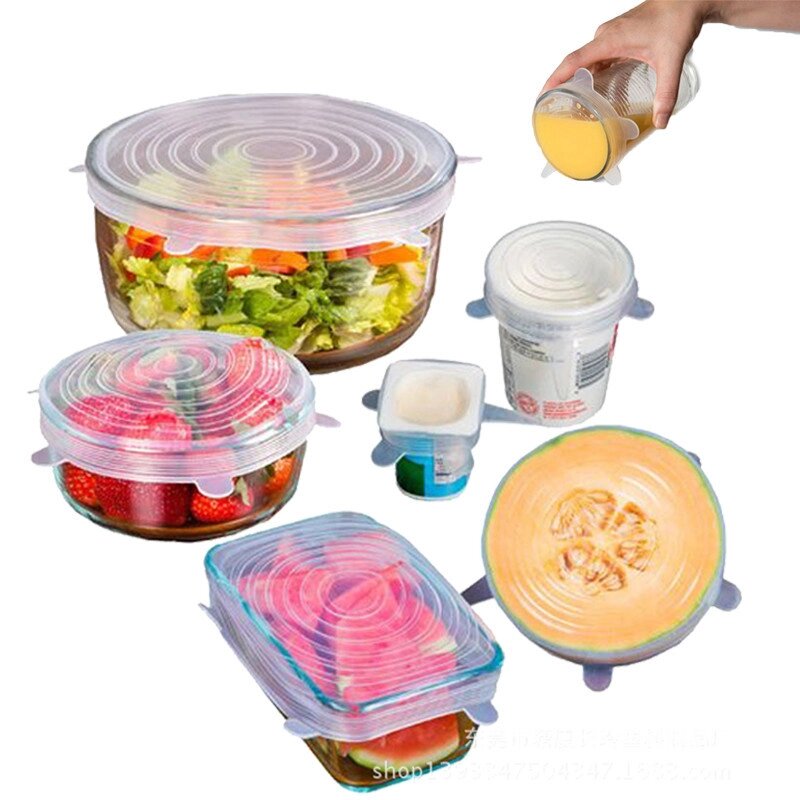 Набір силіконових кришок Primo для посуду 6 штук - Clear від компанії Інтернет-магазин "FotoUSB" - фото 1