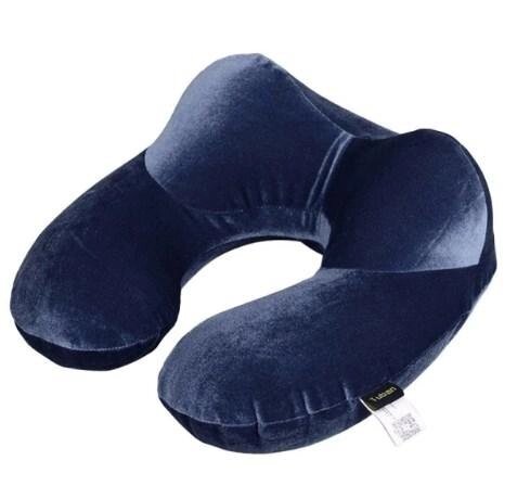 Надувна подушка-підголовник Primo Traveller для подорожей велюрова - Dark Blue від компанії Інтернет-магазин "FotoUSB" - фото 1