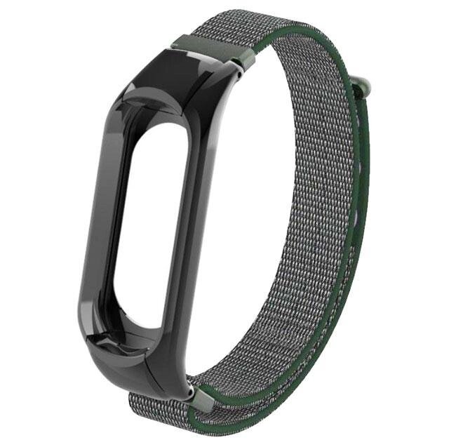 Нейлоновий ремінець Primo для фітнес браслета Xiaomi Mi Band 3 Black & Army Green від компанії Інтернет-магазин "FotoUSB" - фото 1