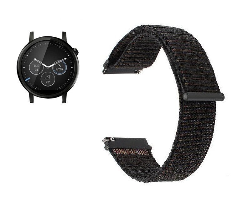 Нейлоновий ремінець Primo для годин Motorola Moto 360 2nd gen (46mm) Black від компанії Інтернет-магазин "FotoUSB" - фото 1