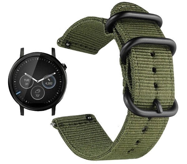 Нейлоновий ремінець Primo Traveller для годин Motorola Moto 360 2nd gen (42 mm) Army Green від компанії Інтернет-магазин "FotoUSB" - фото 1