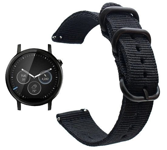 Нейлоновий ремінець Primo Traveller для годин Motorola Moto 360 2nd gen (42 mm) Black від компанії Інтернет-магазин "FotoUSB" - фото 1