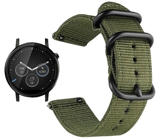 Нейлоновий ремінець Primo Traveller для годин Motorola Moto 360 2nd gen (46mm) Army Green від компанії Інтернет-магазин "FotoUSB" - фото 1