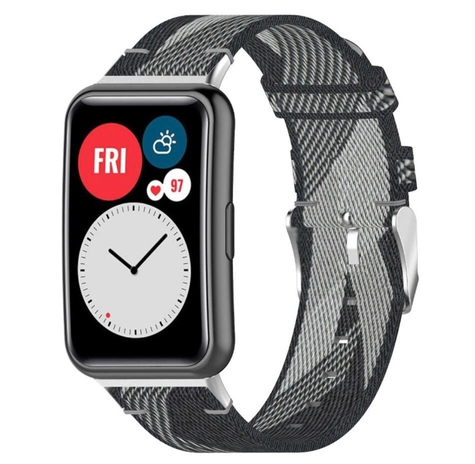 Нейлоновий ремінець Primolux для смарт-годинника Huawei Watch Fit (TIA-B09) - Grey & White від компанії Інтернет-магазин "FotoUSB" - фото 1
