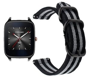 Нейлоновий ремінець Primo Traveller для годин Asus ZenWatch 2 (WI501Q) Black & Grey