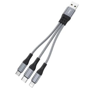 USB кабель Hoco X47 3-in-1 iPhone / MicroUSB /Type-C короткий 25см - Grey