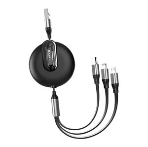 USB кабель телескопічний Kaku KSC-239 3-in-1 Type-C/MicroUSB/Lightning 1,2m - Black