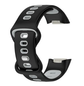 Силіконовий ремінець Primolux Sport для фітнес браслета Fitbit Charge 5 - Black&Grey / розмір М