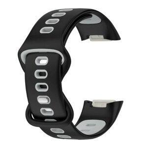 Силіконовий ремінець Primolux Sport для фітнес браслета Fitbit Charge 5 / Charge 6 - Black&Grey / розмір М