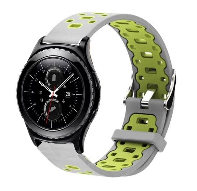 Спортивний ремінець Primo Perfor Classic для годин Samsung Gear S2 Classic SM-R372 / R735 - Grey &amp; Green - інтернет магазин