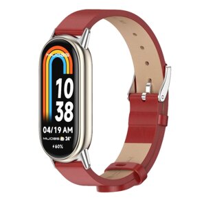 Шкіряний ремінець Mijobs для фітнес браслета Xiaomi Mi Smart Band 8 - Red&Silver