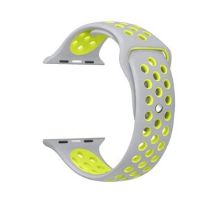 Спортивний ремінець з перфорацією Primo для годин Apple Watch 42mm / 44mm / 45mm розмір L - Grey & Yellow -