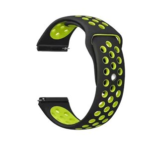 Спортивний ремінець Primolux Perfor Sport з перфорацією для годин Garmin Vivoactive 4 - Black & Green