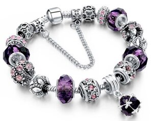 Жіночий браслет Primo Sharm Christal в стилі пандора Purple