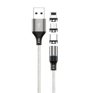 Магнітний кабель 3 в 1 Kaku KSC-234 USB Type-C / Lightning / MicroUSB 1m - Silver