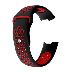 Силіконовий ремінець з перфорацією для фітнес браслета Fitbit Charge 3 (FB409 / FB410) - Black & Red / розмір L